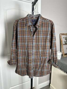 Stitch Note Egyptian Cotton Plaid Button Down Shirt Size Medium#321